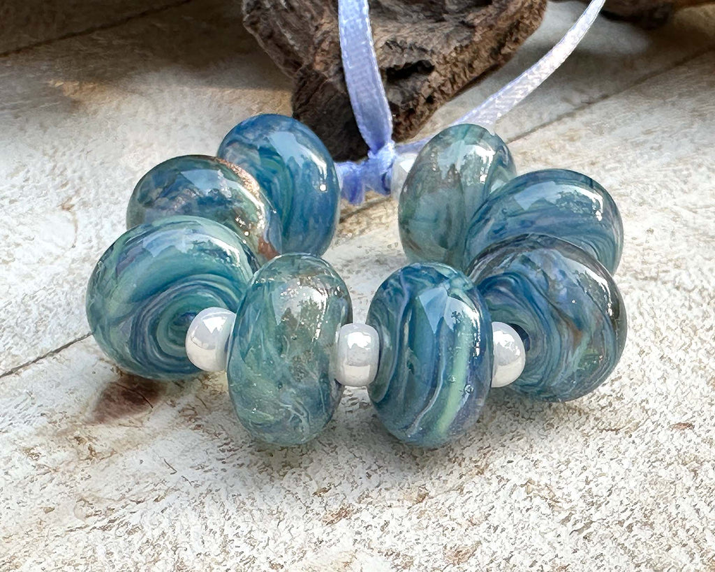 steel blue lampwork beads