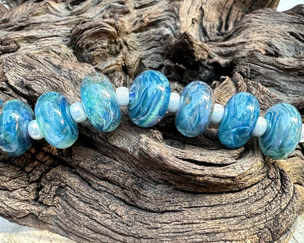 steel blue lampwork beads