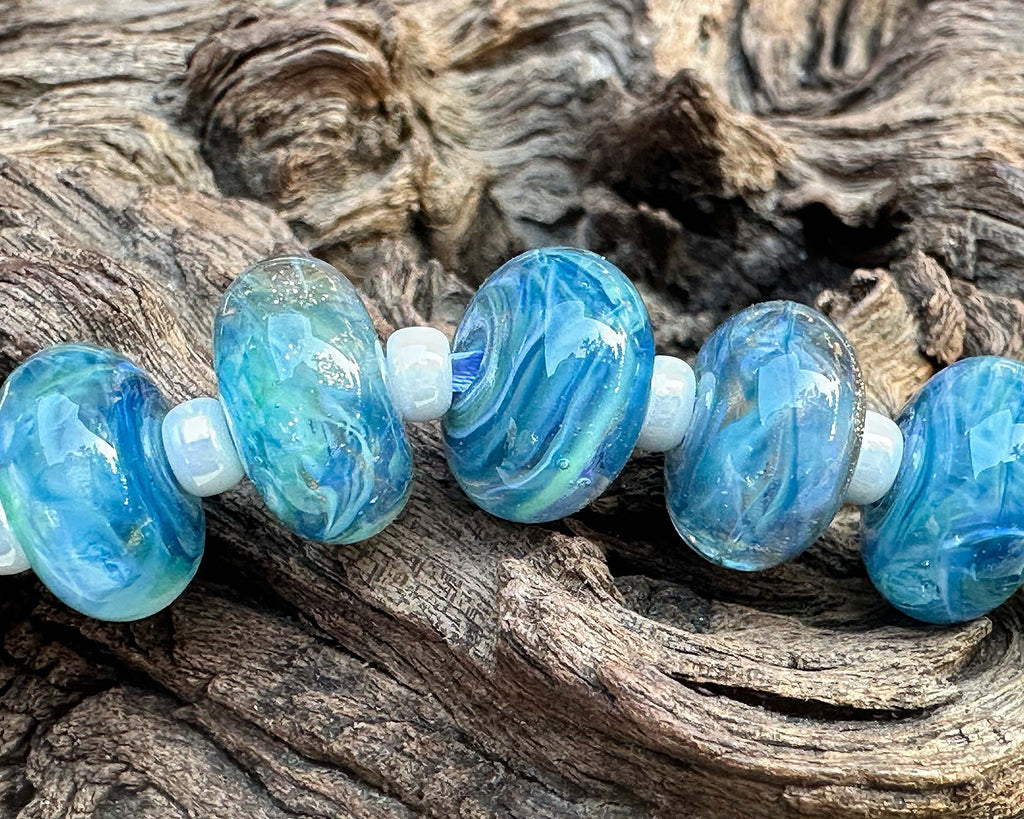 steel blue lampwork beads