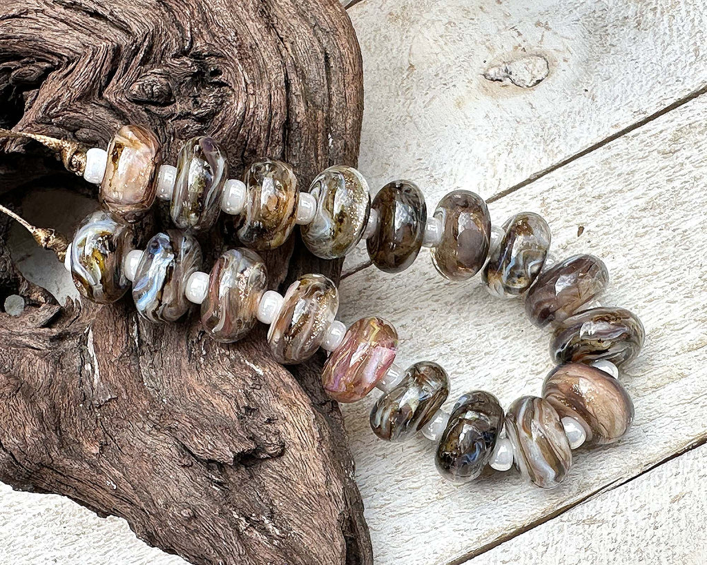 brown lampwork beads