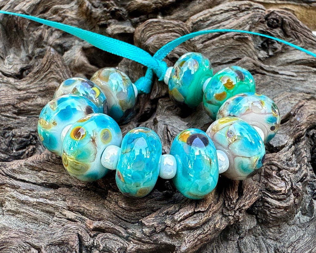blue lampwork beads