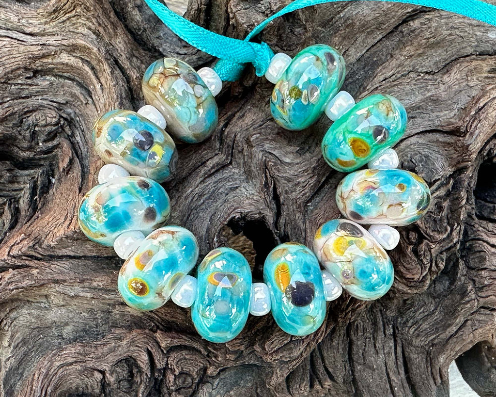 blue lampwork beads