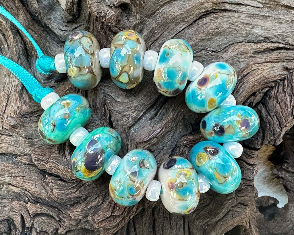 blue lampwork beads