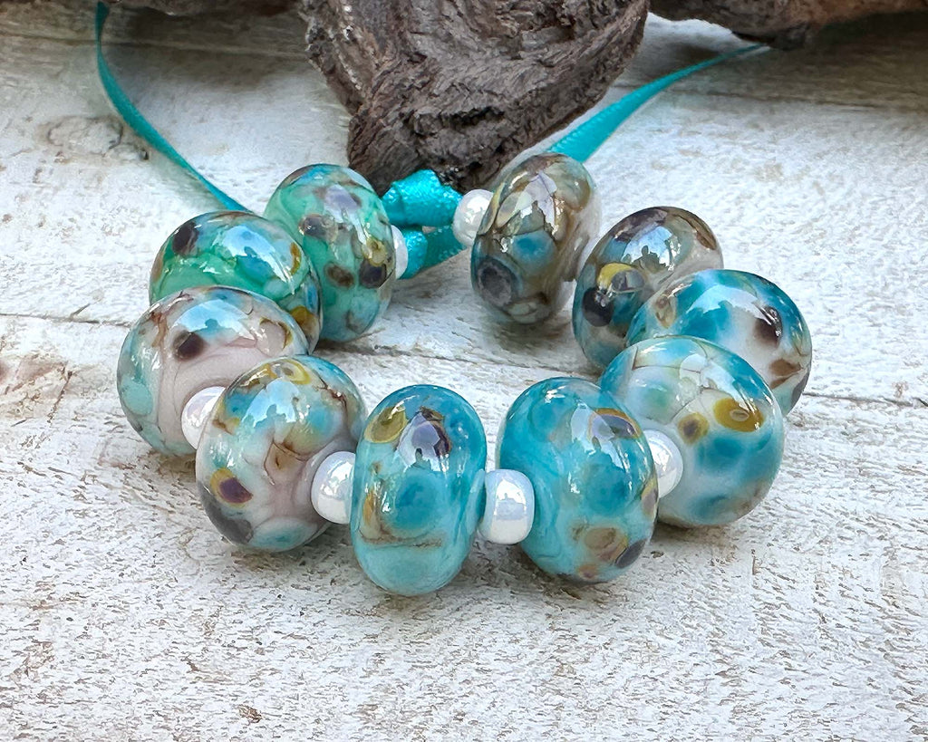 blue lampwork beads