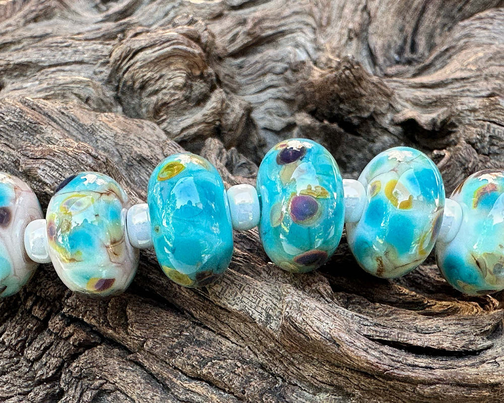 blue lampwork beads