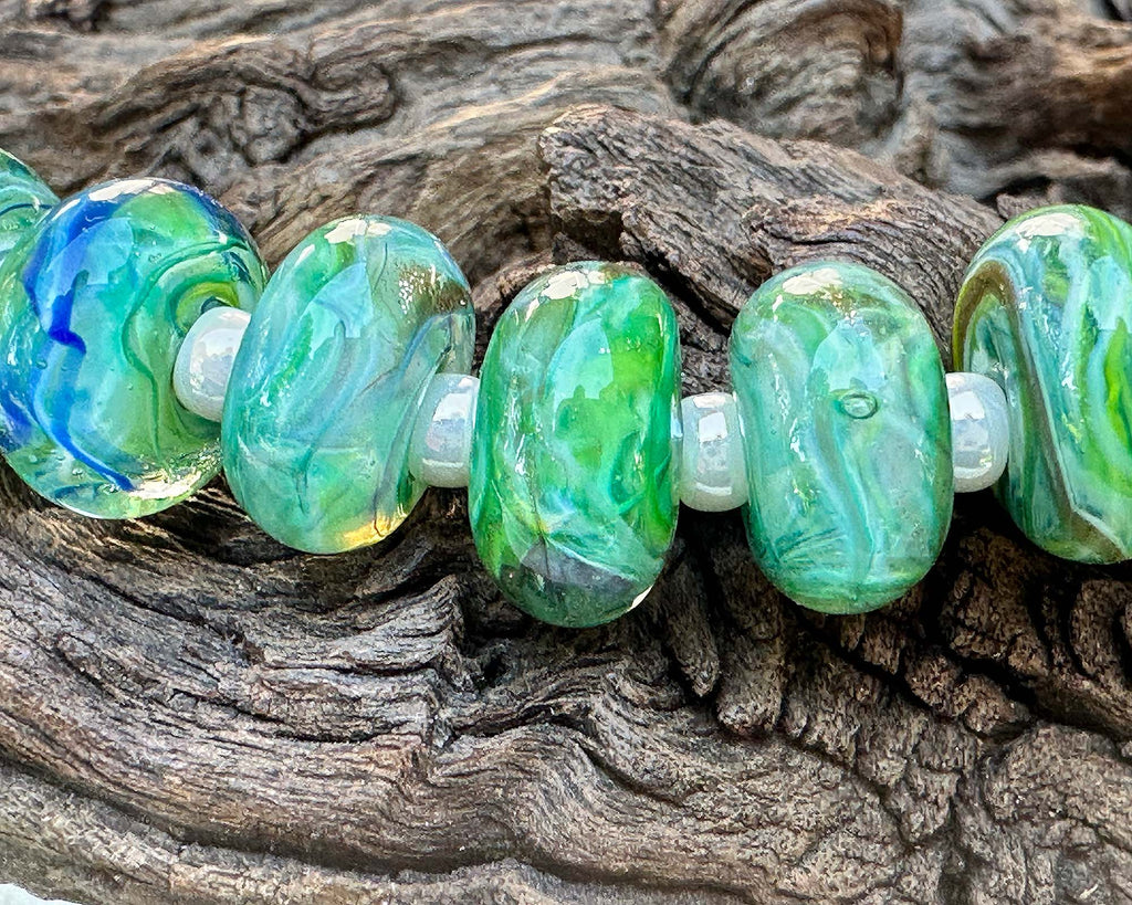 green lampwork beads