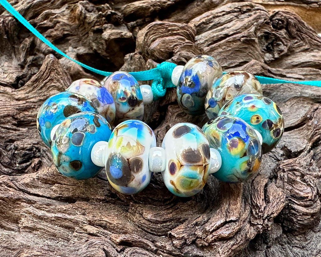 blue lampwork beads