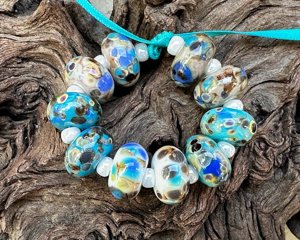 blue lampwork beads