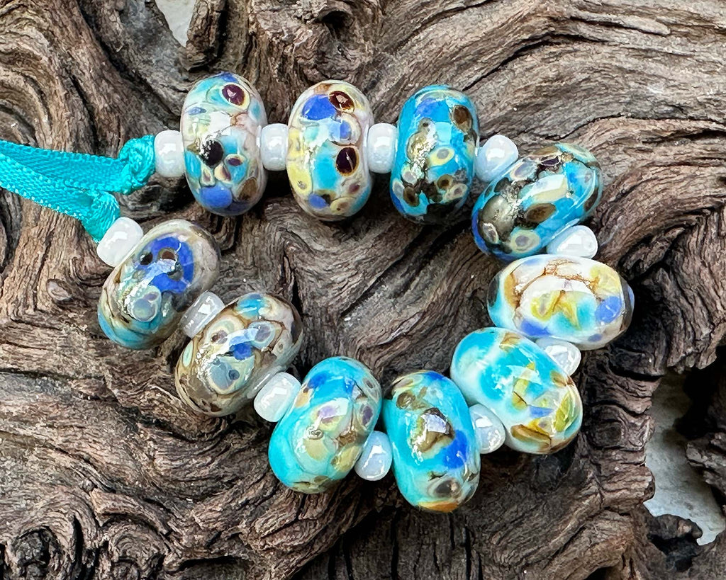 blue lampwork beads