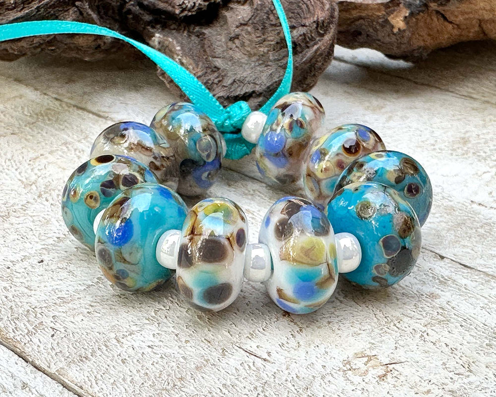 blue lampwork beads