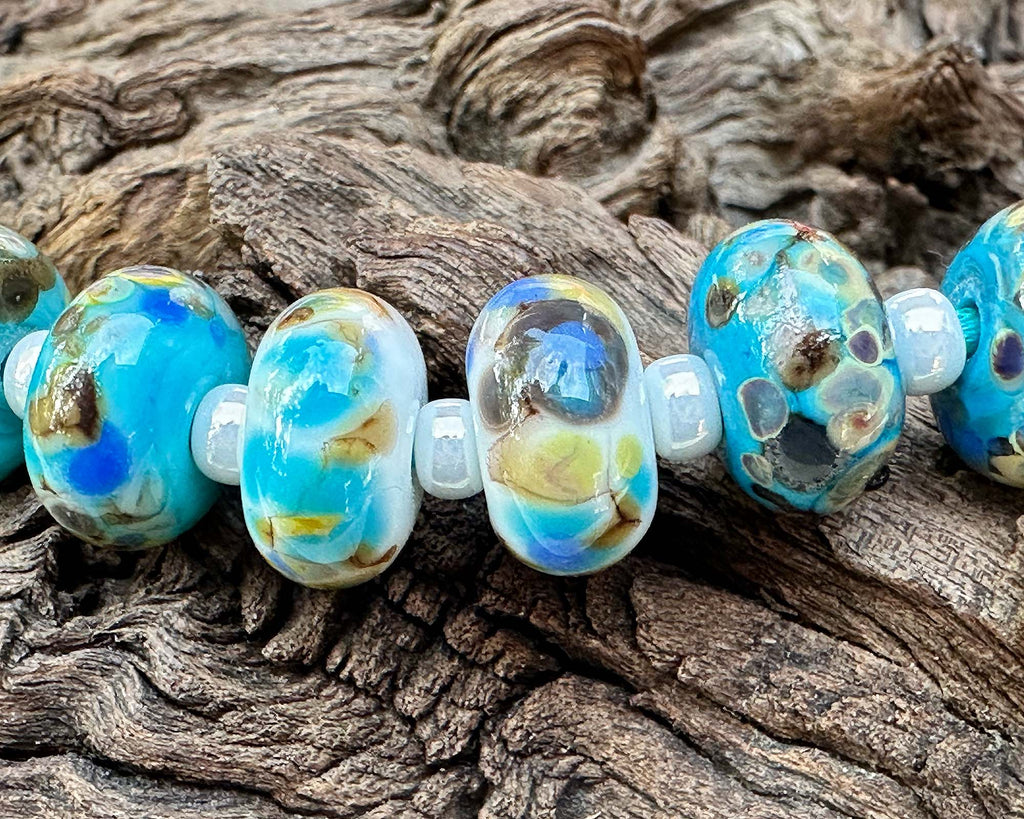 blue lampwork beads