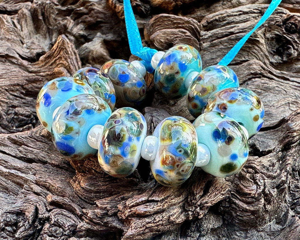 blue lampwork beads