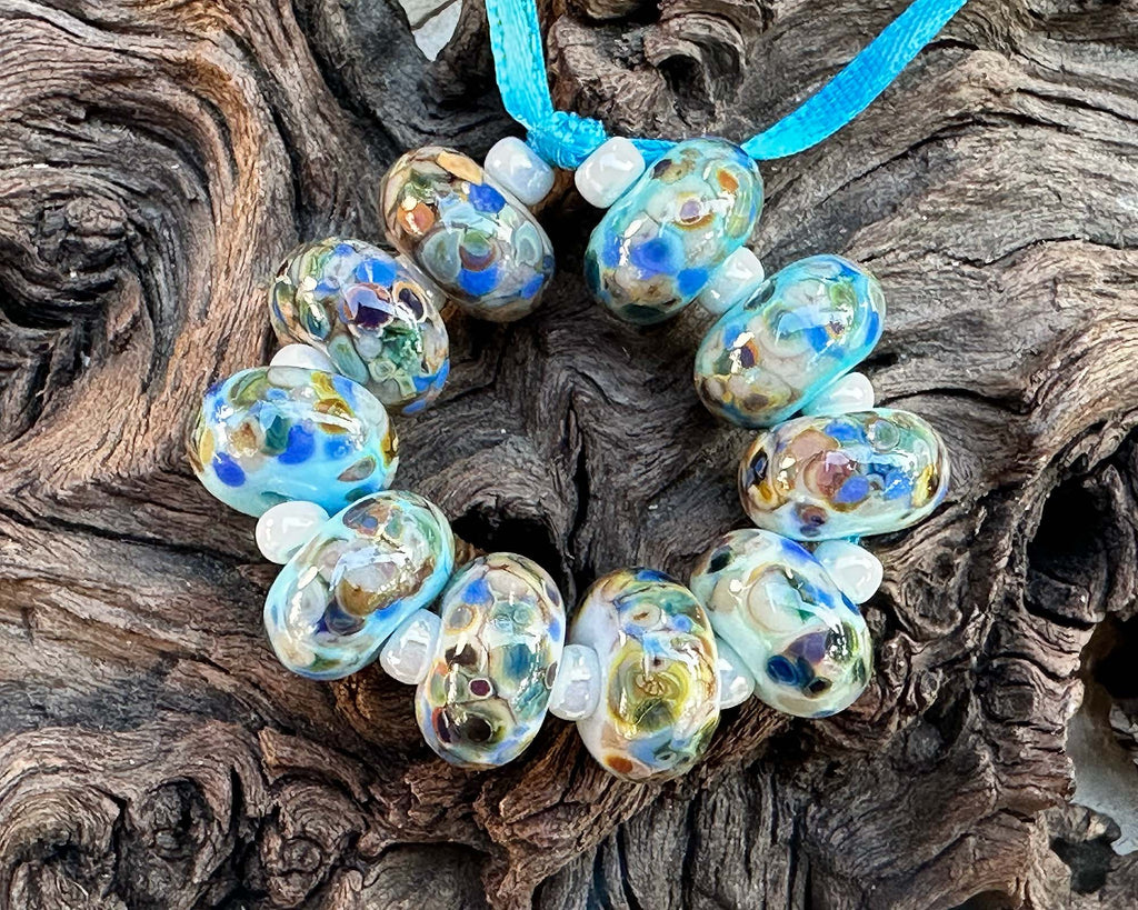 blue lampwork beads