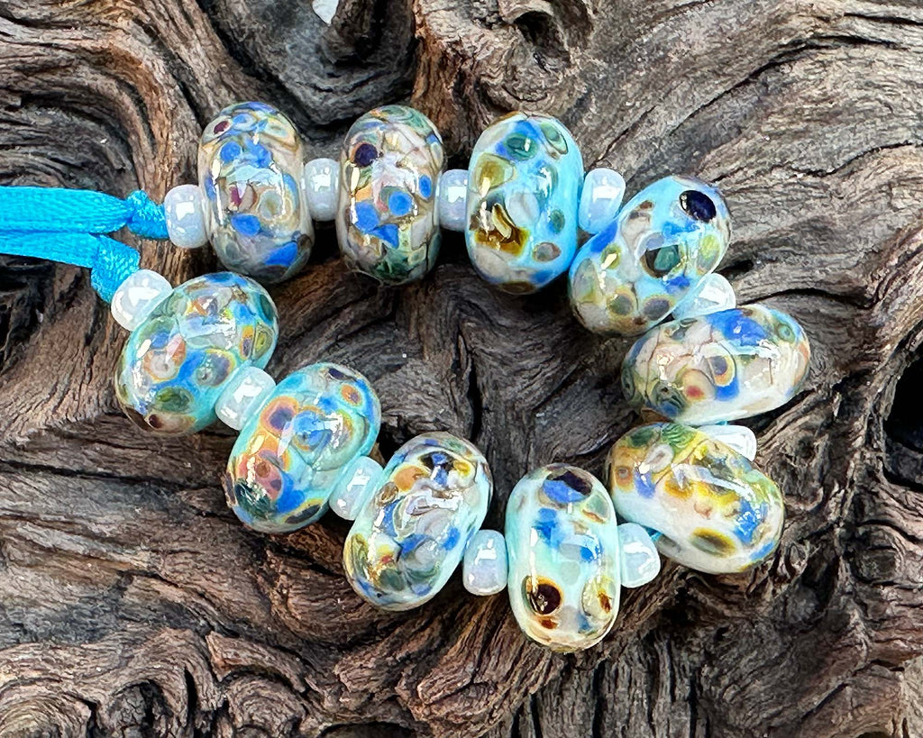 blue lampwork beads