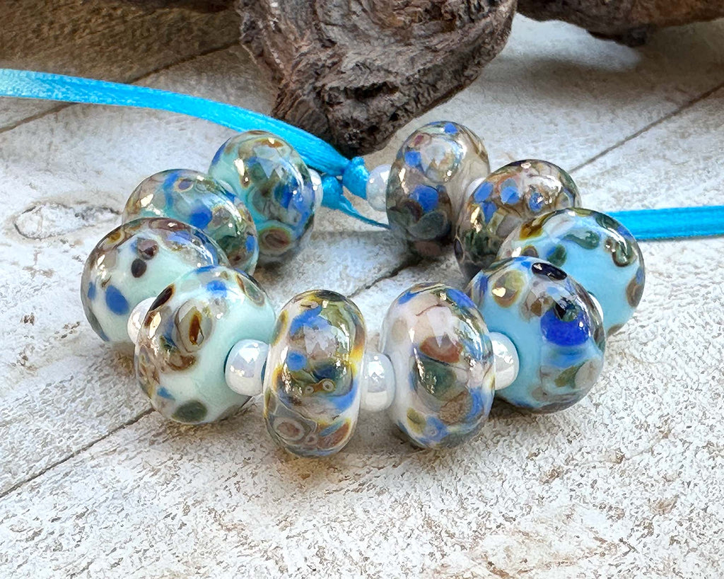 blue lampwork beads