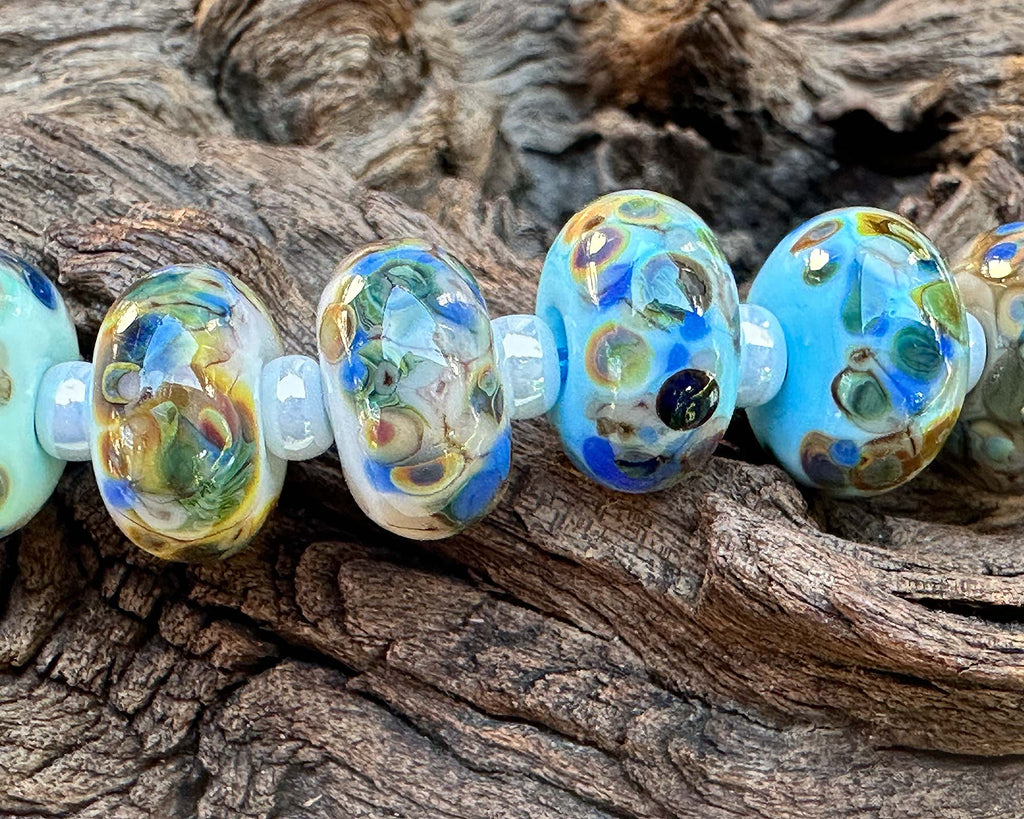 blue lampwork beads
