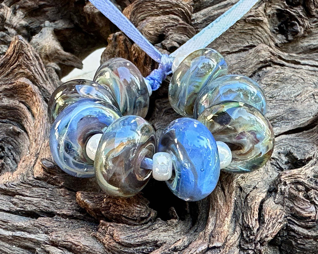 blue lampwork beads