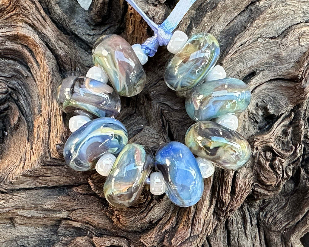 blue lampwork beads