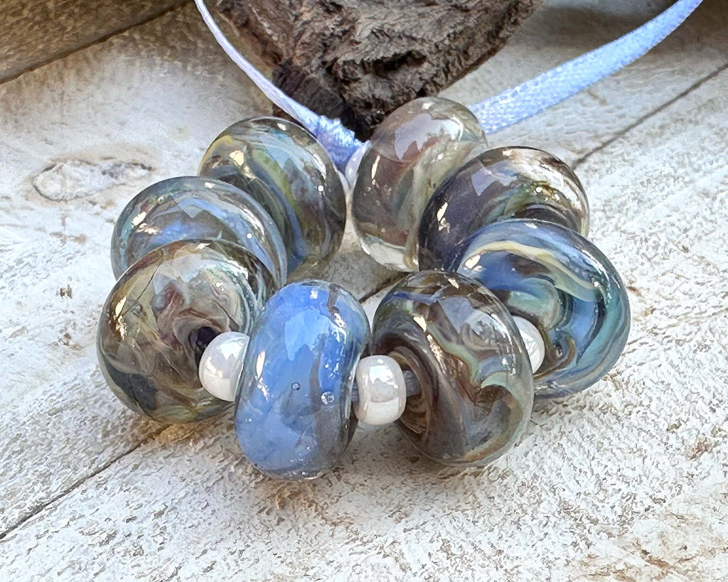 blue lampwork beads