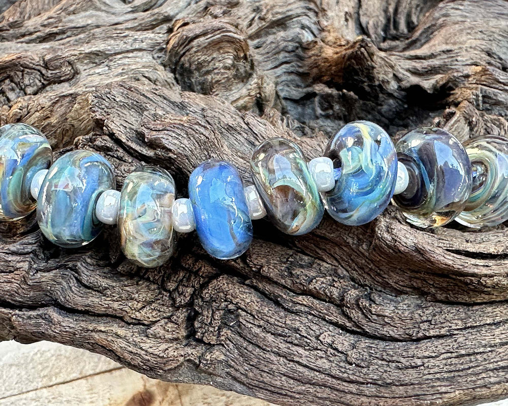 blue lampwork beads