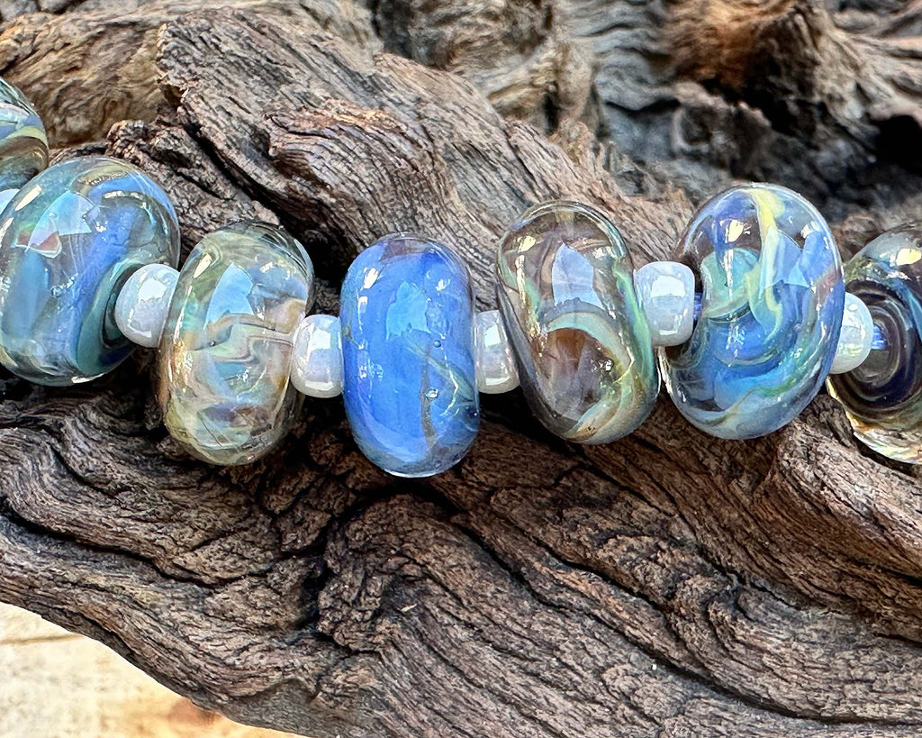 blue lampwork beads
