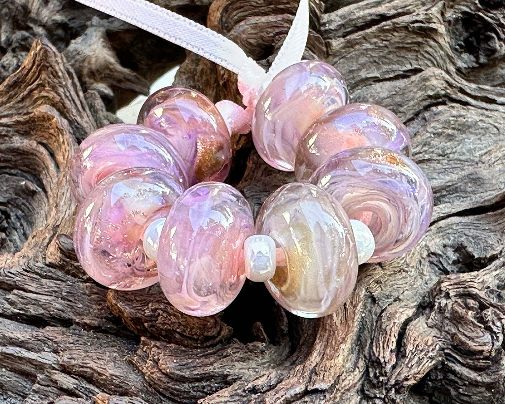 pink lampwork beads