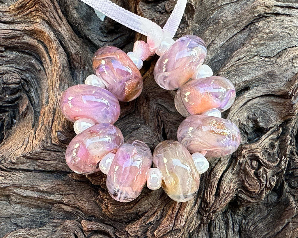 pink lampwork beads