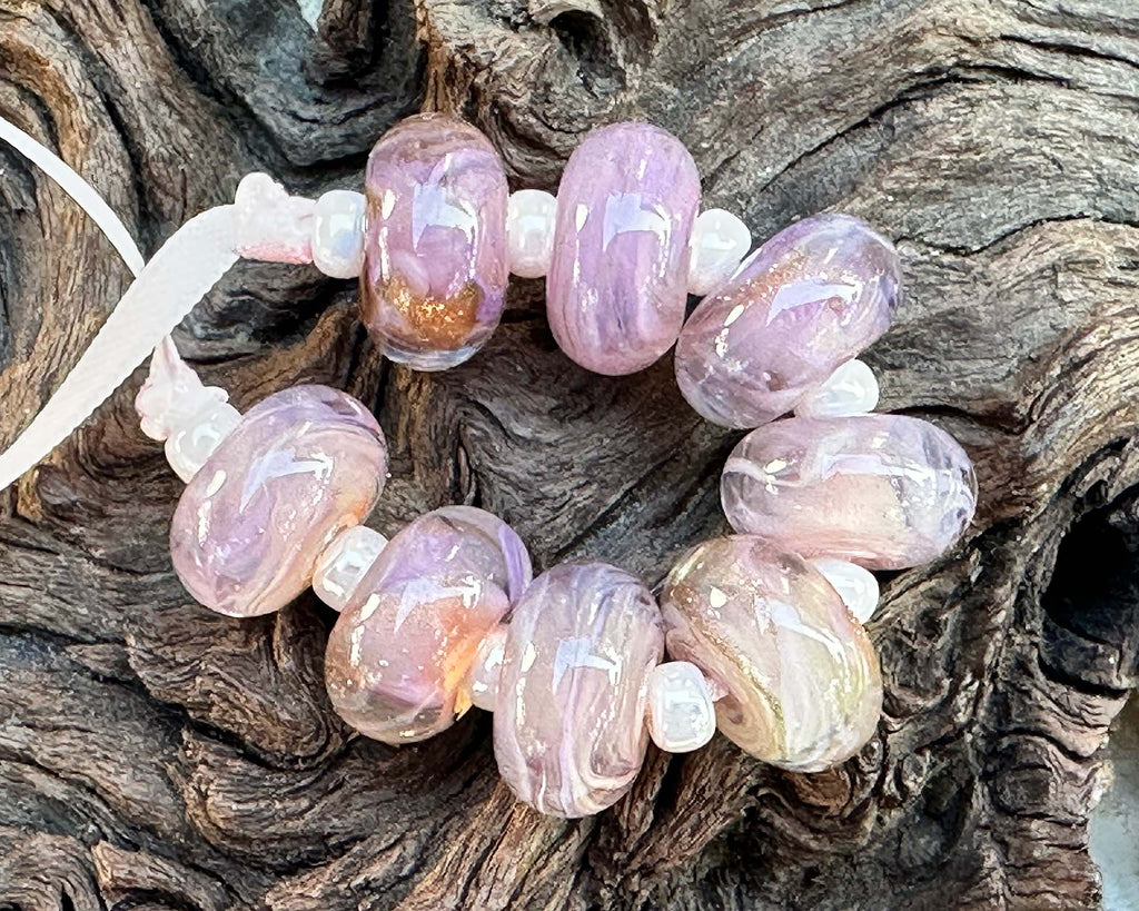 pink lampwork beads