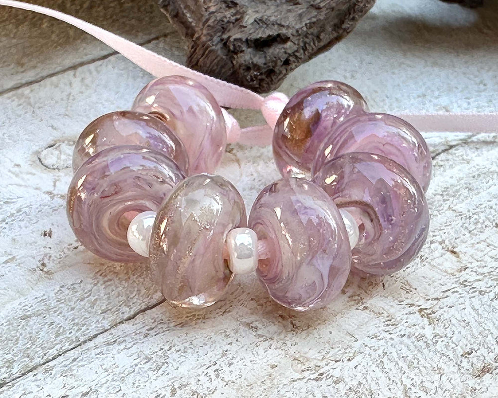 pink lampwork beads