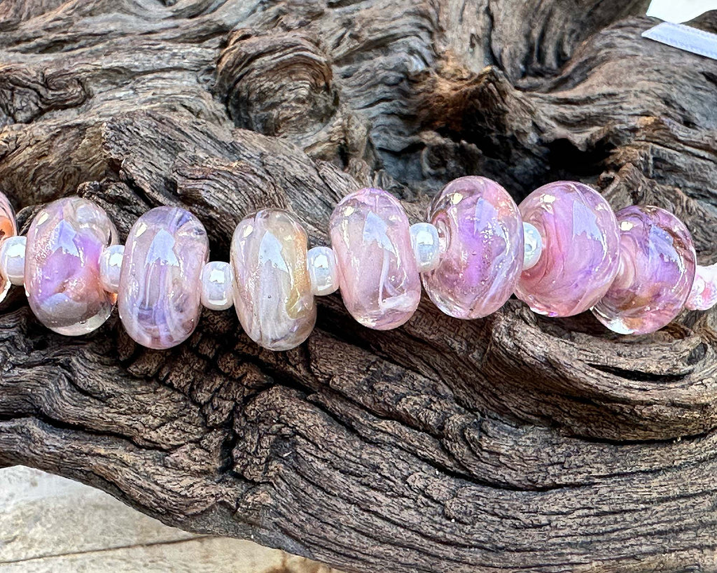 pink lampwork beads