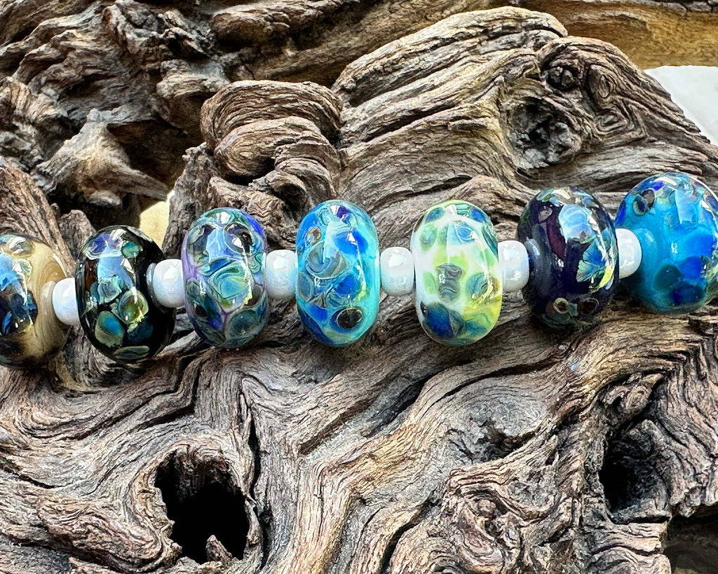 blue lampwork beads
