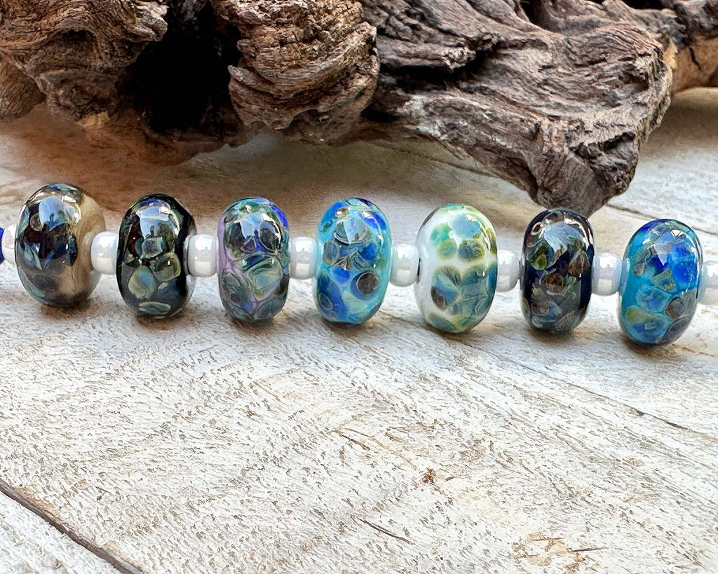 blue lampwork beads