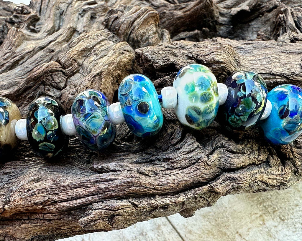 blue lampwork beads