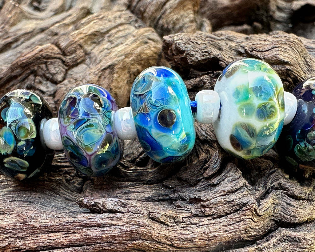 blue lampwork beads