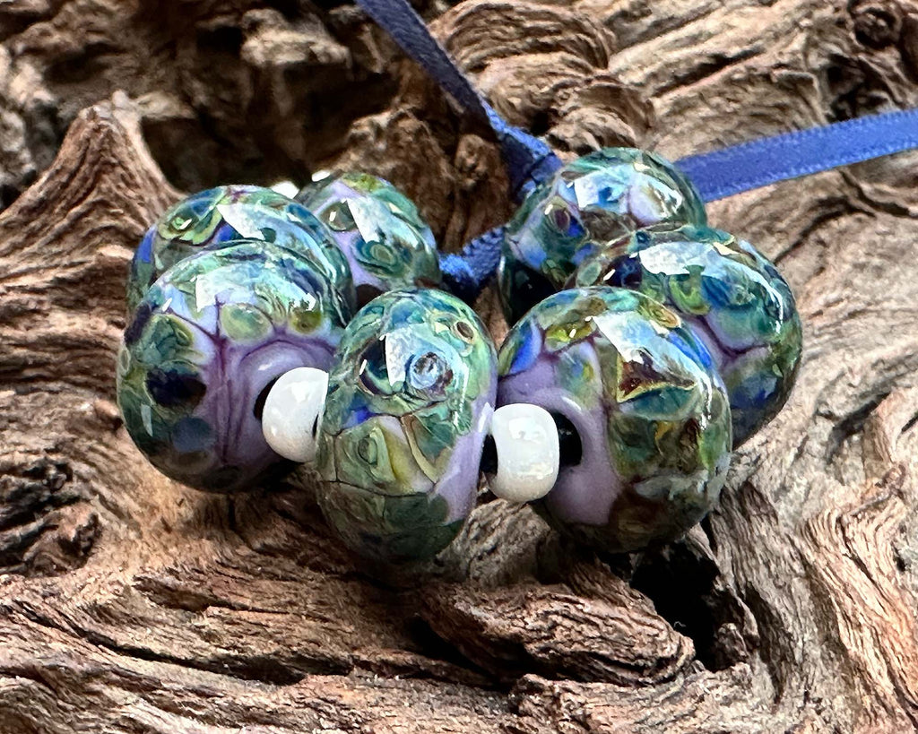 blue lampwork beads