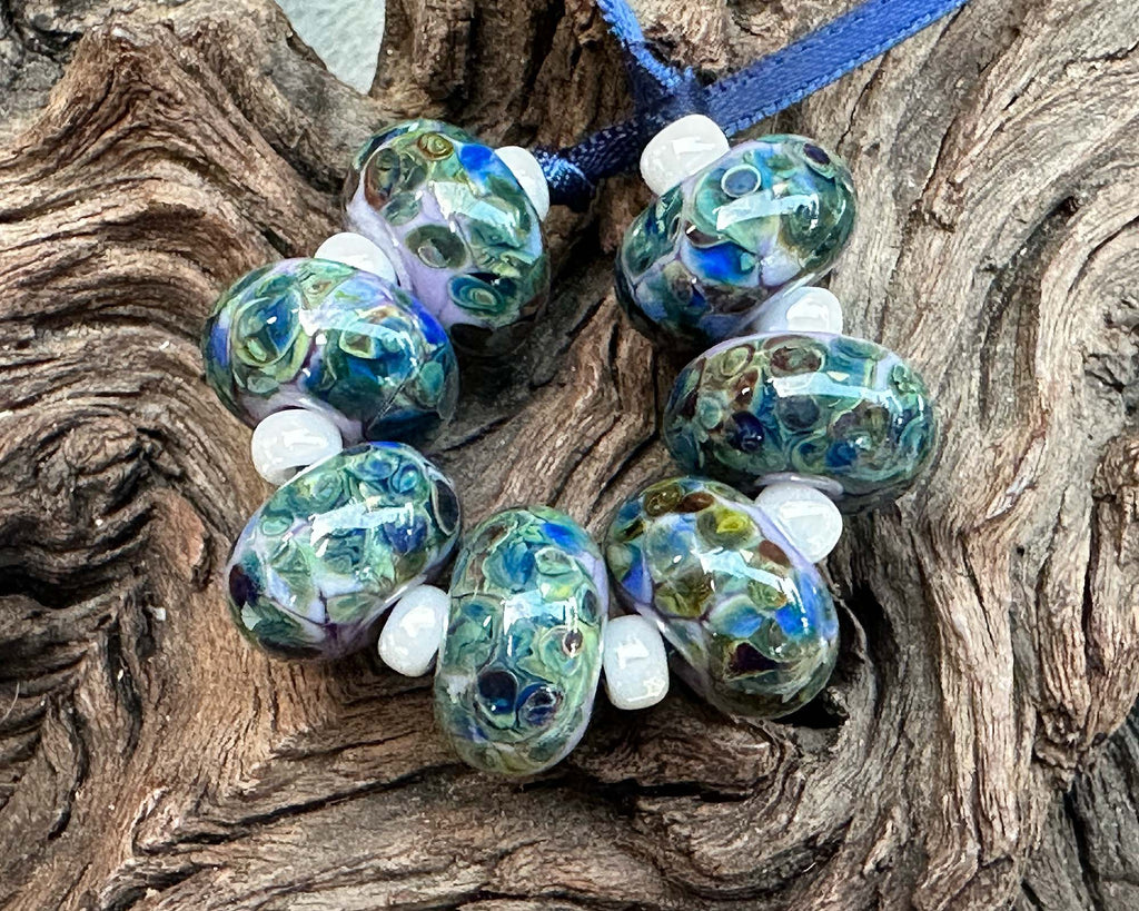 blue lampwork beads