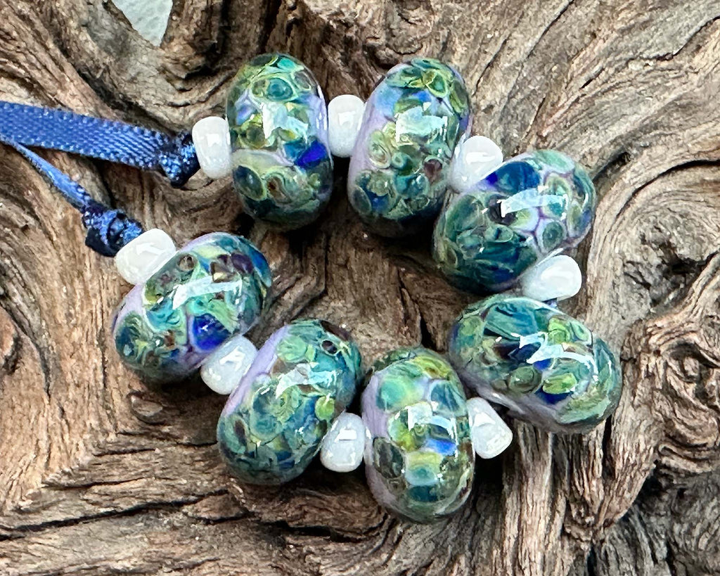 blue lampwork beads