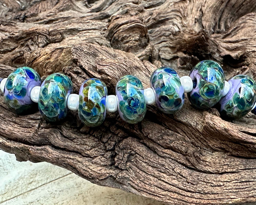 blue lampwork beads