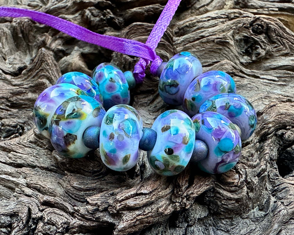 blue lampwork beads