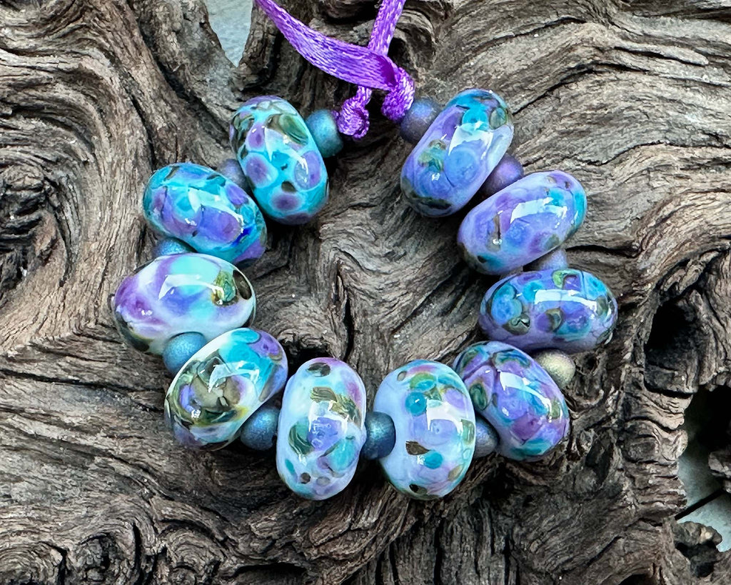 blue lampwork beads
