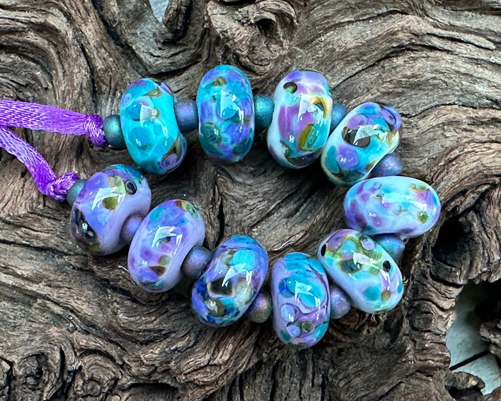 blue lampwork beads