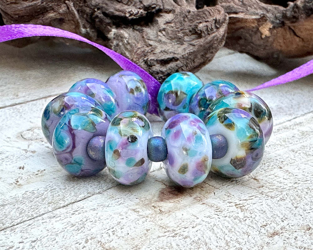 blue lampwork beads