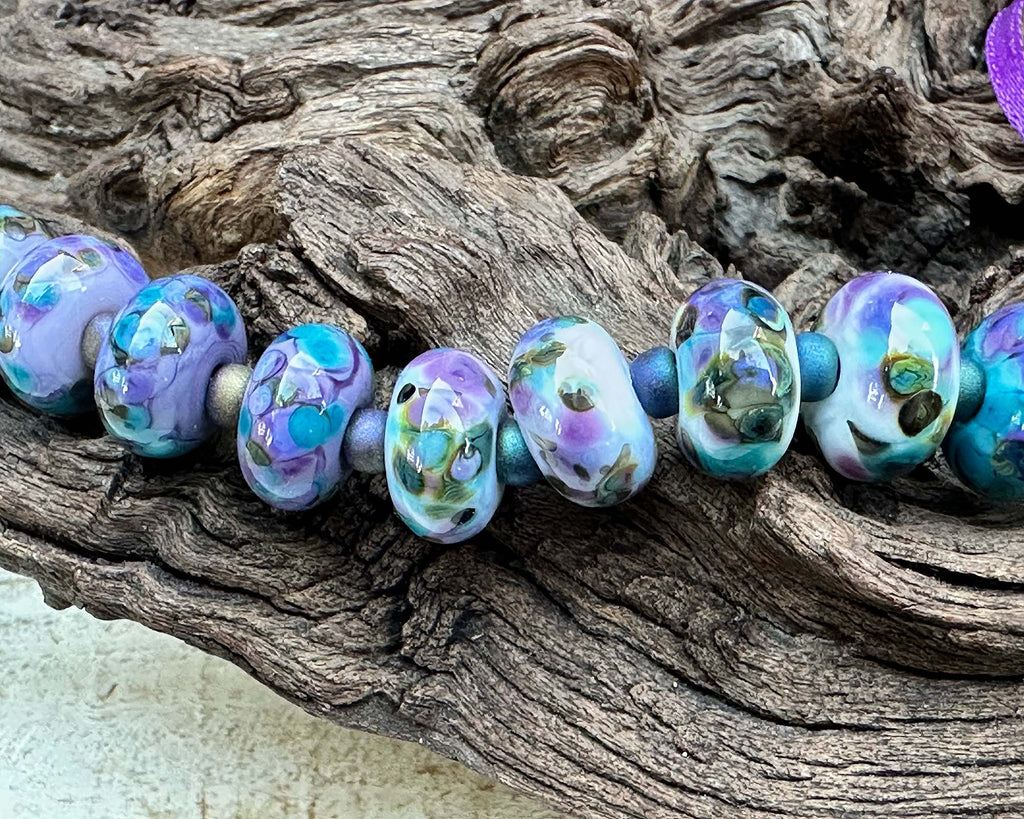 blue lampwork beads