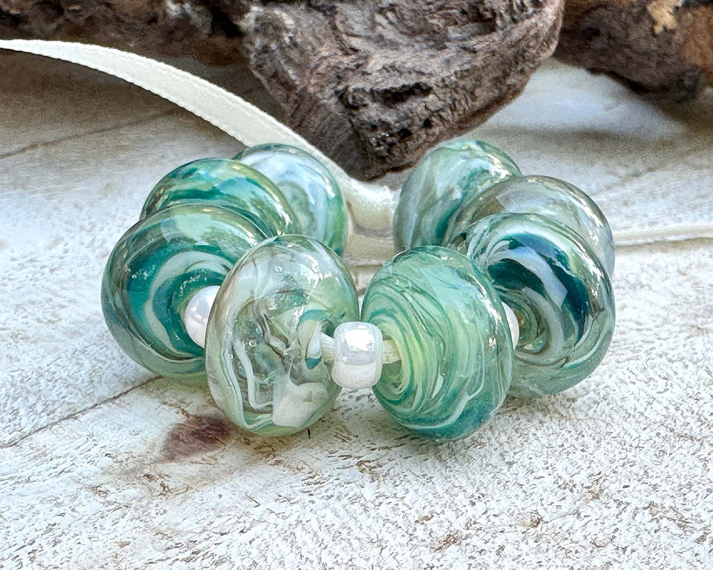 green lampwork beads