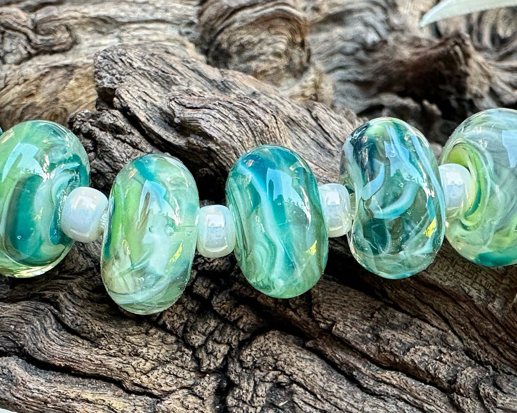 green lampwork beads