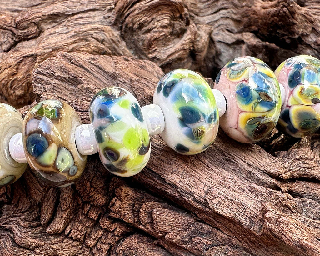 green lampwork beads