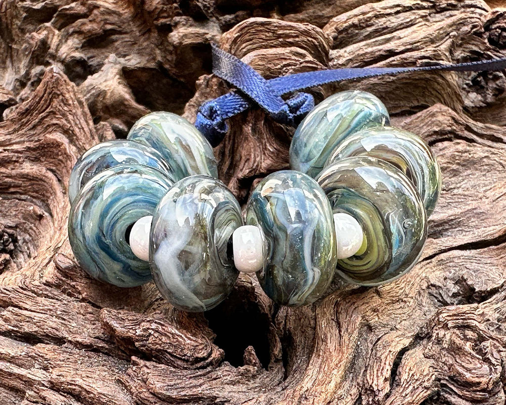 green lampwork beads