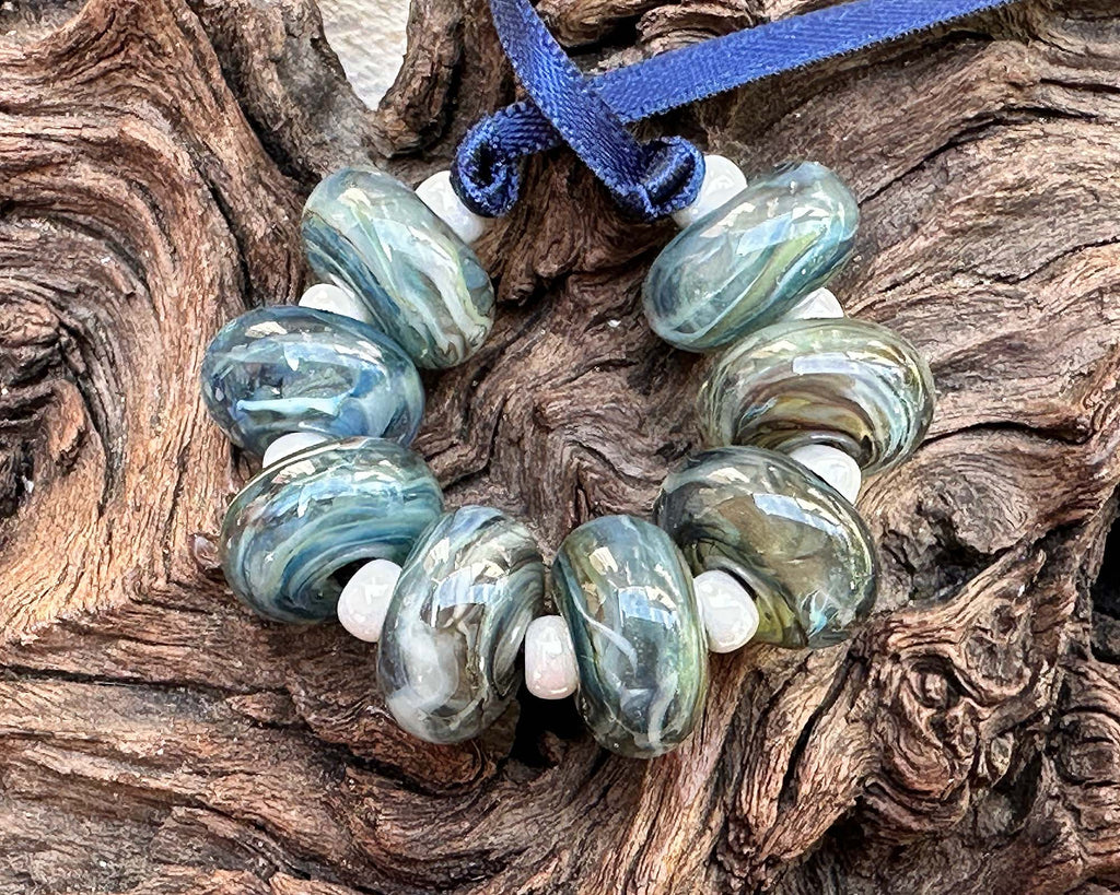 green lampwork beads