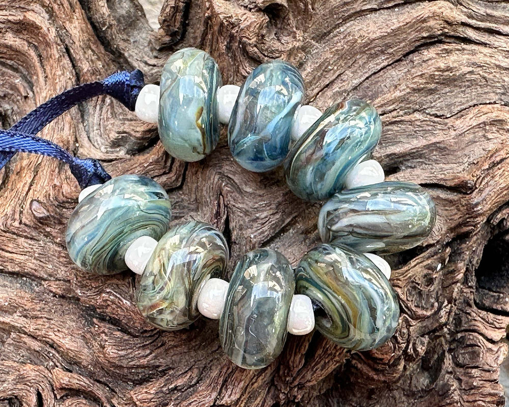green lampwork beads