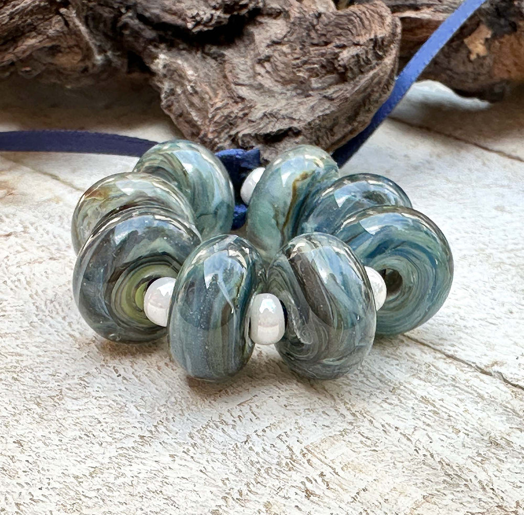 green lampwork beads
